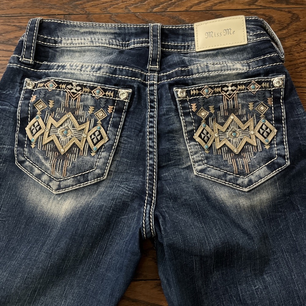 Miss Me Curvy Boot 27 Jeans E3943VBR Southwestern Turquoise Aztec Western Boho